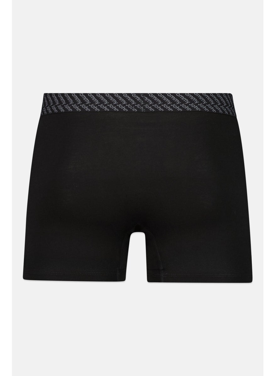 Tommy John - Men 2 Pieces 8 Inseam Brand Logo Boxer Beirfs, Black/White - Image 1