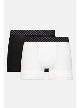 Men 2 Pieces 8 Inseam Brand Logo Boxer Beirfs, Black/White