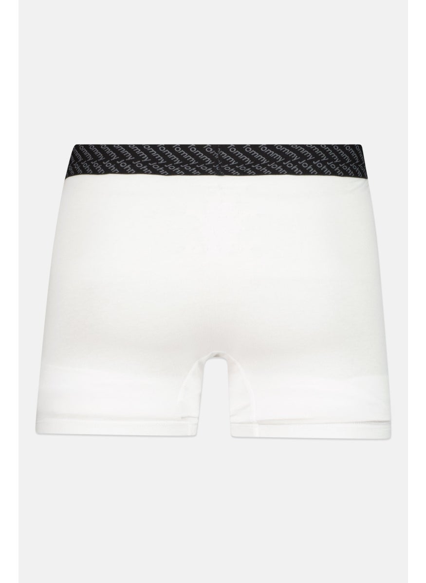 Tommy John - Men 2 Pieces 8 Inseam Brand Logo Boxer Beirfs, Black/White - Image 1
