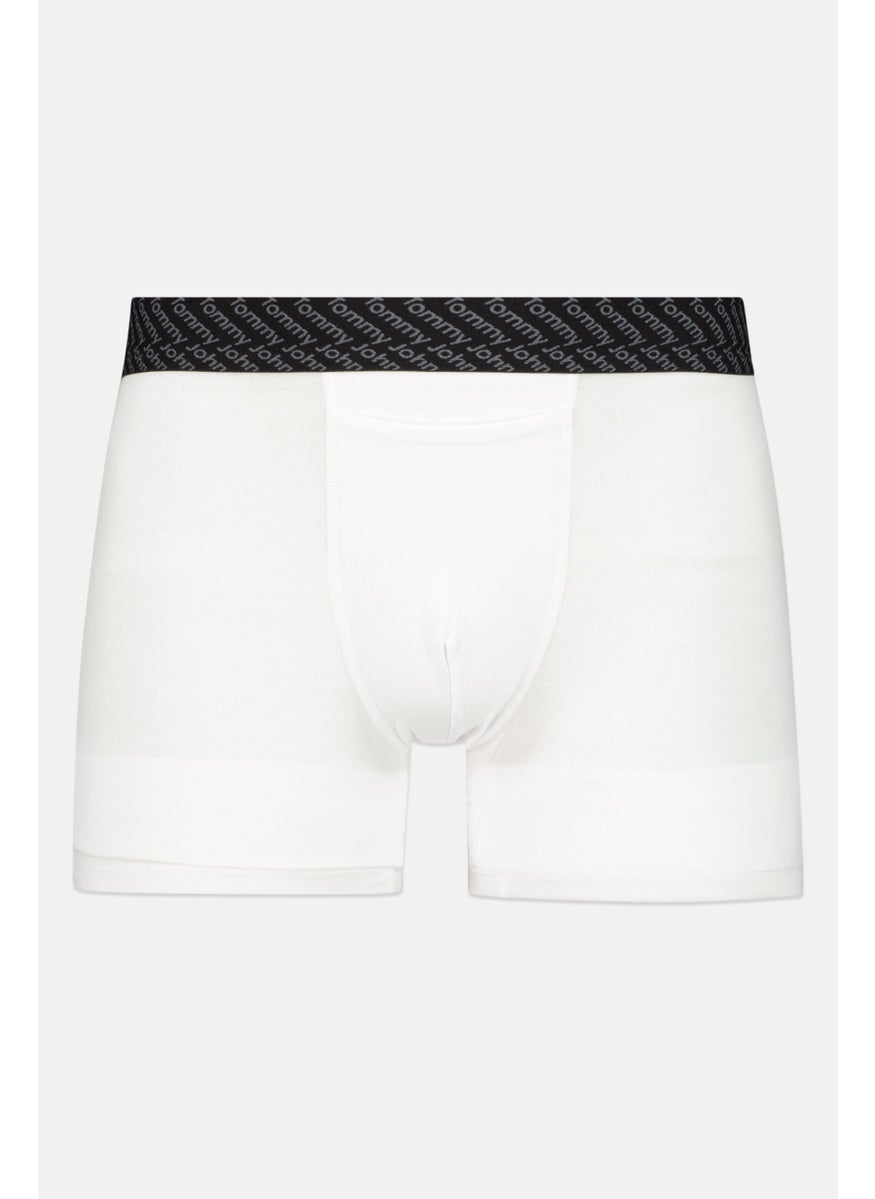 Tommy John - Men 2 Pieces 8 Inseam Brand Logo Boxer Beirfs, Black/White - Image 1