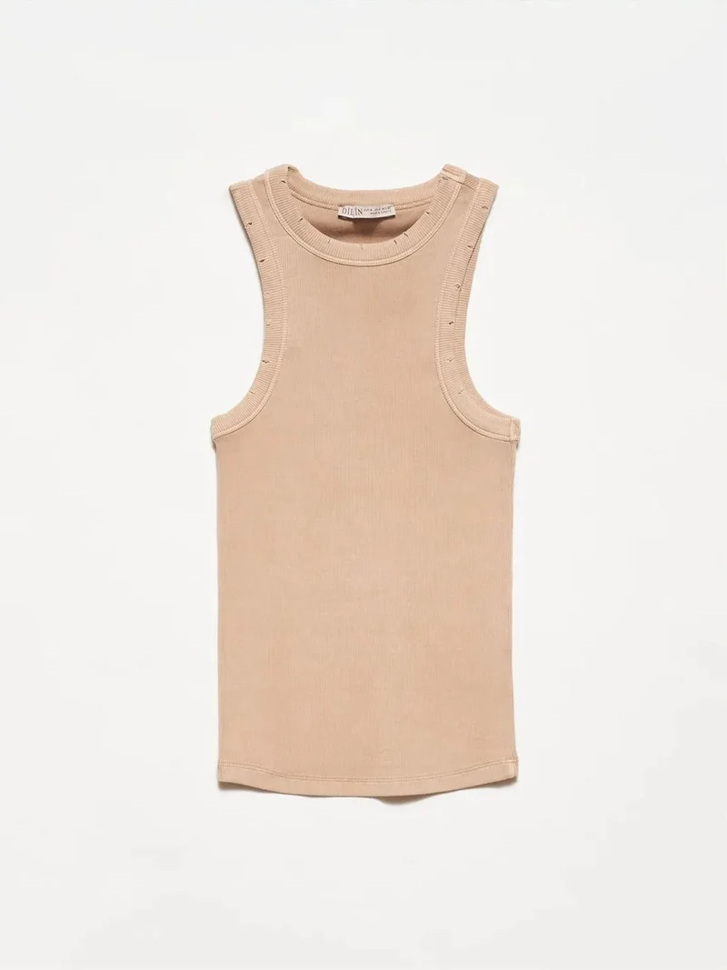 ديلفين Dilvin Sleeveless Ribbed Knit Blouse