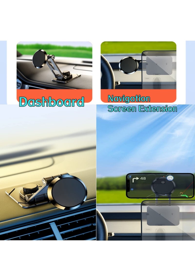 Excefore Magnetic Phone Holder for Car - Alloy Folding Magnetic Car Phone Holder,Strong 6 Magnets, 360° Rotation, and Foldable Arm for All Phones - Image 3