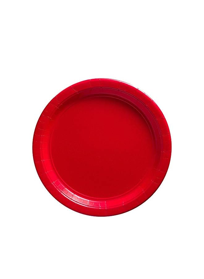 Raxoom Time - 6 Pcs. Paper Plates Disposable Tableware for Wedding Birthday Anniversary Themed Party Occasion Decoration Supplies (9 Inches) (Red) - Image 2
