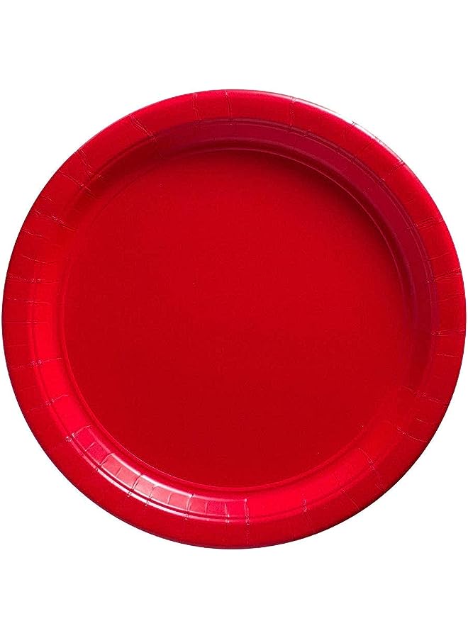 Raxoom Time - 6 Pcs. Paper Plates Disposable Tableware for Wedding Birthday Anniversary Themed Party Occasion Decoration Supplies (9 Inches) (Red) - Image 1