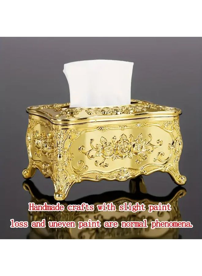 Golden Tissue Box Cover European Style Painted Plastic Napkin Holder for Bathroom Living Room Decor - Image 1