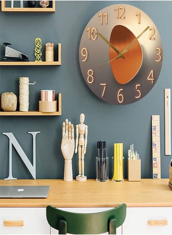 fashionhome - ساعة حائط دائرية مزخرفة من الكوارتز التناظرية الصامتة لغرفة النوم والمكاتب المنزلية والمدرسة - Image 1