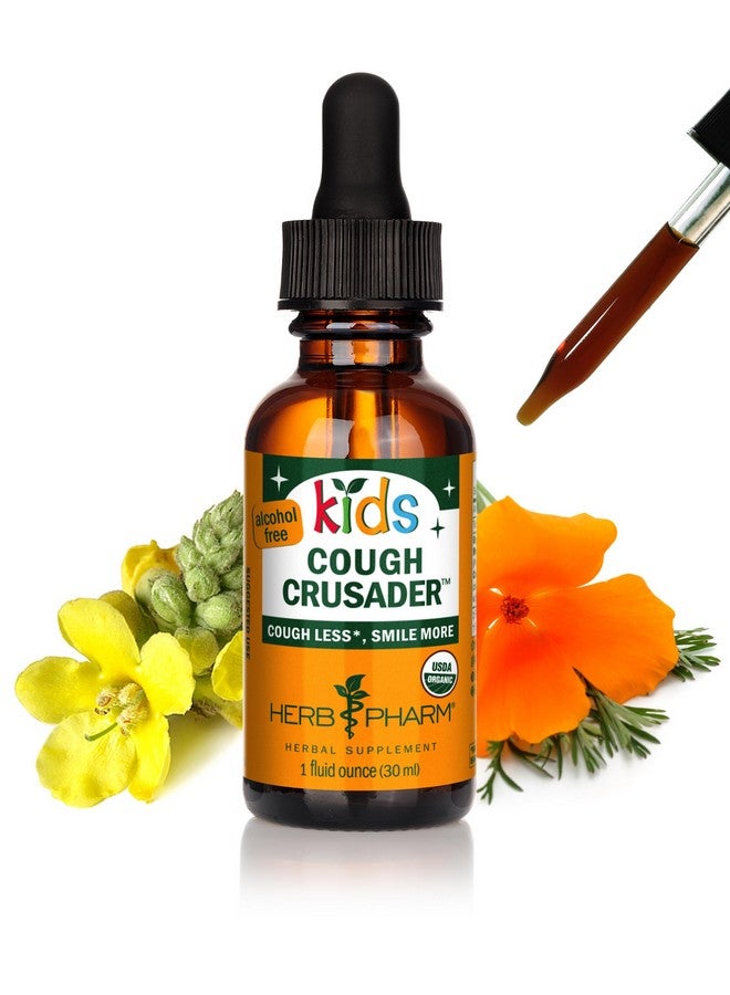 Herb Pharm Kids Certified-Organic Alcohol-Free Cough Crusader Liquid Herbal Formula, Wild Cherry, 1 Fl Oz - Image 1