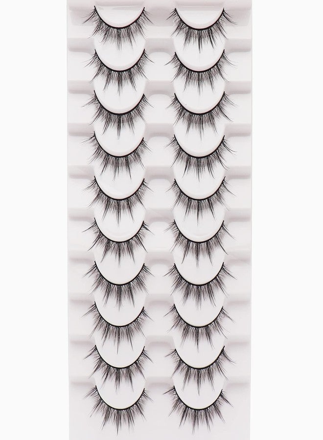 Losha Manga Lashes Fluffy Faux Mink Lashes Natural Look 10 Pairs Asian False Eyelashes Pack Look Like Individual Clusters (BC009) - Image 1