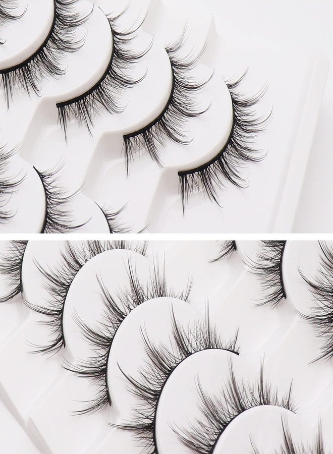 Losha Manga Lashes Fluffy Faux Mink Lashes Natural Look 10 Pairs Asian False Eyelashes Pack Look Like Individual Clusters (BC009) - Image 5