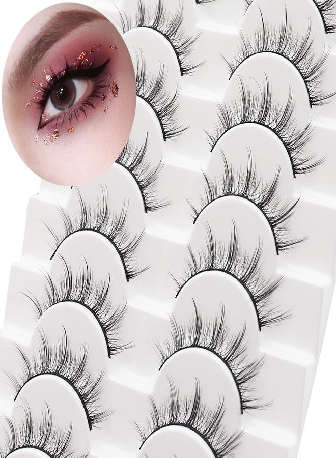 Losha Manga Lashes Fluffy Faux Mink Lashes Natural Look 10 Pairs Asian False Eyelashes Pack Look Like Individual Clusters (BC009) - Image 2