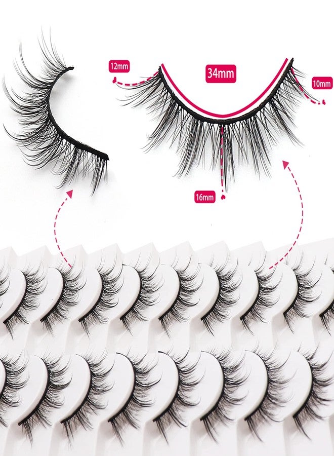 Losha Manga Lashes Fluffy Faux Mink Lashes Natural Look 10 Pairs Asian False Eyelashes Pack Look Like Individual Clusters (BC009) - Image 4