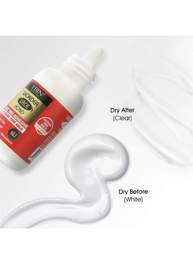EBIN NEW YORK Wonder Lace Bond Extreme Firm Hold 1.18oz - No Residue Improved Formula Easy to Apply Fast Drying Waterproof Latex Free Perspiration Resistant 