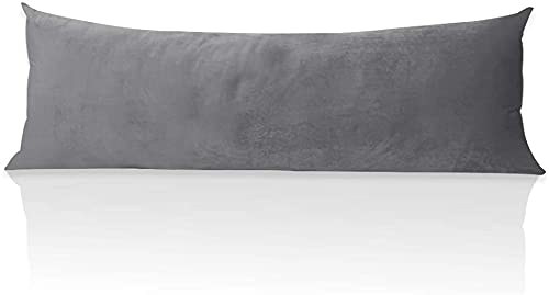CottonFry Solid 250 TC Ultra Soft Velvet Body Pillow Cover/Case Pillowcase with Hidden Zipper, Zippered Body Pillow Case (Gray, 20x54), 53 x 137 cm, 1 piece - Image 2