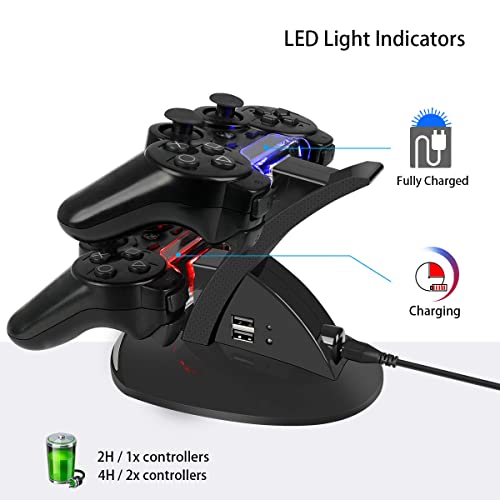 VSEER PS3 Controller Charger, Dual Console Charger Charging Docking Station Stand for PS3 with LED Indicators, Black - Image 2