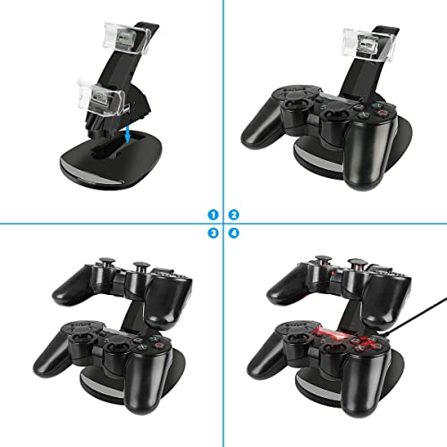 VSEER PS3 Controller Charger, Dual Console Charger Charging Docking Station Stand for PS3 with LED Indicators, Black - Image 5