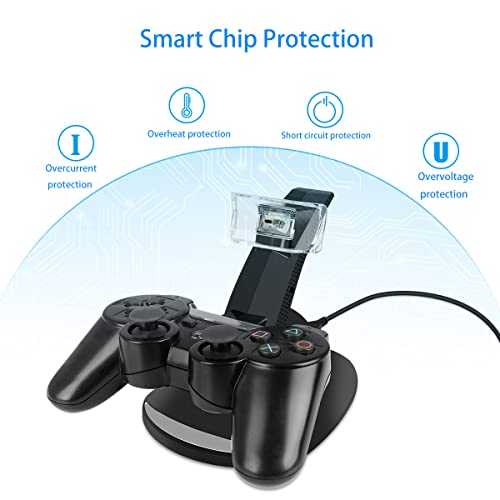 VSEER PS3 Controller Charger, Dual Console Charger Charging Docking Station Stand for PS3 with LED Indicators, Black - Image 3