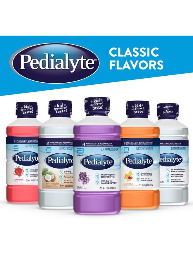 Pedialyte - Electrolyte Solution, Unflavored, Hydration Drink, 33.8 Fl Oz. (Pack of 4) - Image 1