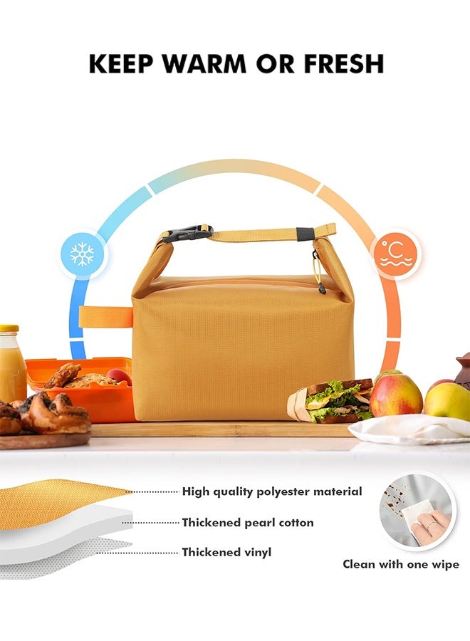 Sweet Life Lunch Bag for Women & Men Fresh Keep Lunch Box, Small Leakproof Cooler Bag Food Lunch Containers High Capacity Reusable Lunch Tote Bags for Work, Office, Picnic, Travel (Yellow)  - Image 4