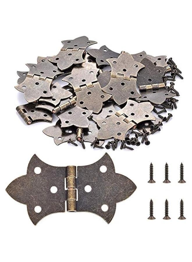 Generic 40 Pieces Antique Box Decorative Hinges Bronze Engraving Design Metal Hinges - Jewelry Box Hardware for Vintage Wooden Cases, Toolbox, Jewelry Boxes, Cabinets, Gift Boxes, Wine Boxes (K57)  - Image 1