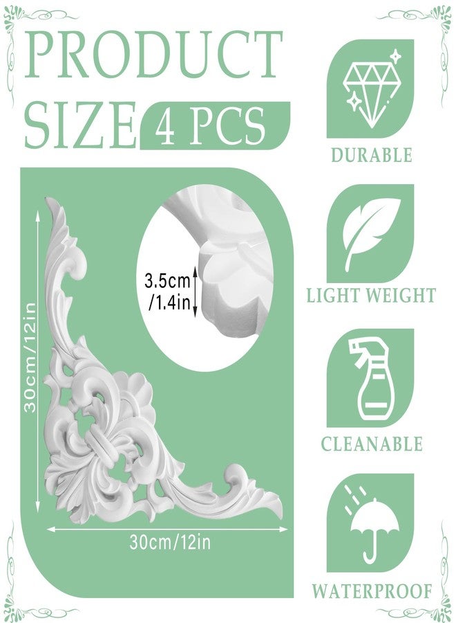 Colingmill 4 Pcs Ceiling Molding Kit Corners Murals Trim French Style Accent Wall Decor for Interior Medallion Ceiling with Flowers Pattern Decorative Panels for Wall (11.8 x 11.8 in,Elegant) - Image 2