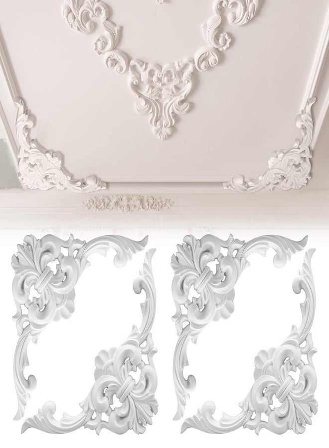 Colingmill 4 Pcs Ceiling Molding Kit Corners Murals Trim French Style Accent Wall Decor for Interior Medallion Ceiling with Flowers Pattern Decorative Panels for Wall (11.8 x 11.8 in,Elegant) - Image 1