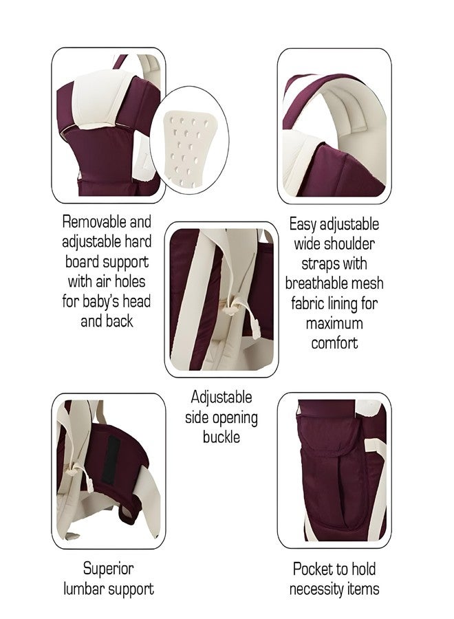 Laee cute Baby Carrier 4 in 1/Carry Bag/Cuddler Kids Facing in and Out Position Baby Carrier (Wine) - Image 4