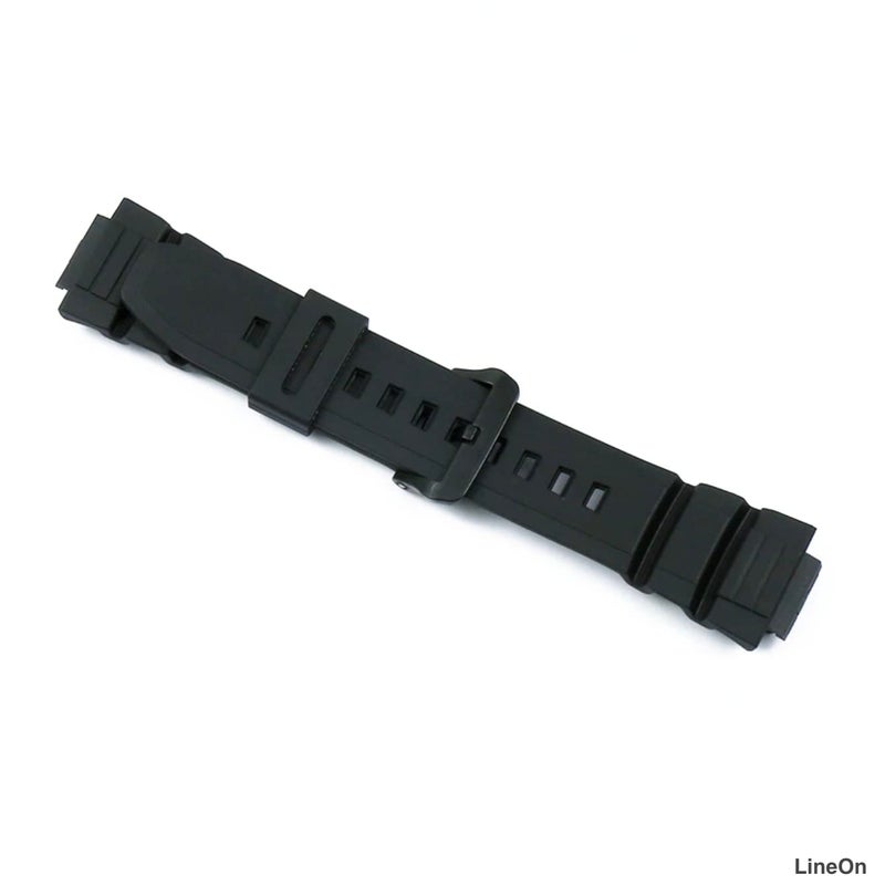 Lineon حزام ساعة من الراتنج 16 مم (أسود) متوافق مع CASI0 MCW-100H، W-S220، HDD-S100 مع أداة ودبابيس - Image 5