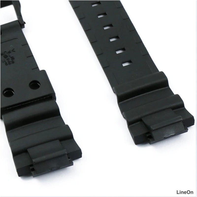 Lineon حزام ساعة من الراتنج 16 مم (أسود) متوافق مع CASI0 MCW-100H، W-S220، HDD-S100 مع أداة ودبابيس - Image 4