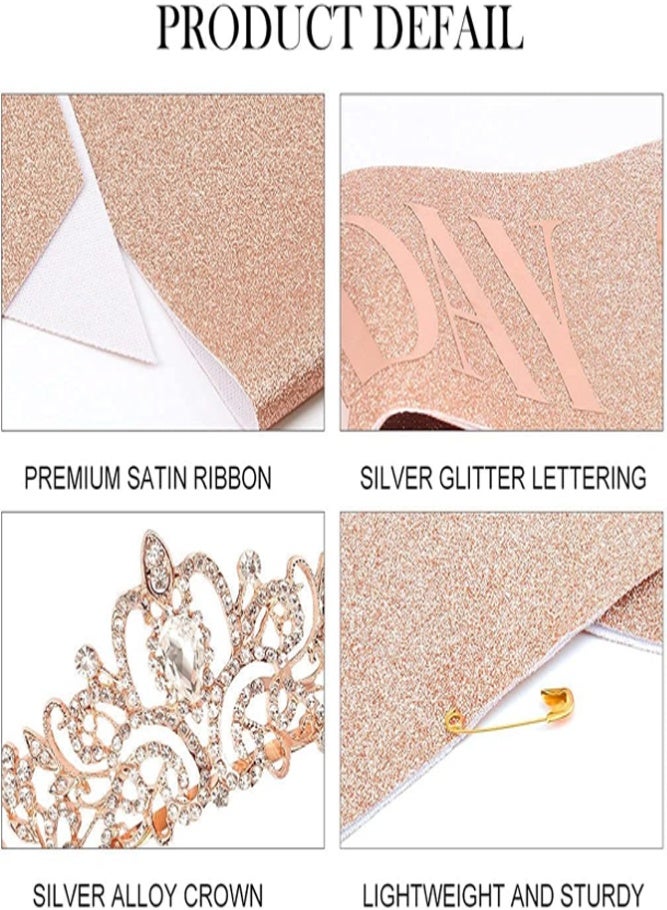 BELLSBERRY Birthday Queen Sash and Crown Set for Girls and Women Glitter Party Accessories, Birthday Decoration & Gift Kit - Image 2
