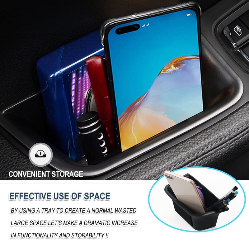 RUIYA ملحقات ماكان 2015+ صندوق تخزين الأبواب لسيارة بورش ماكان 2015-2025 منظم صينية الأبواب صندوق تخزين ثانوي متوافق مع بورش ماكان 2015-2022 2023 2024 2025 S/T/GTS (4 عبوات) - Image 2