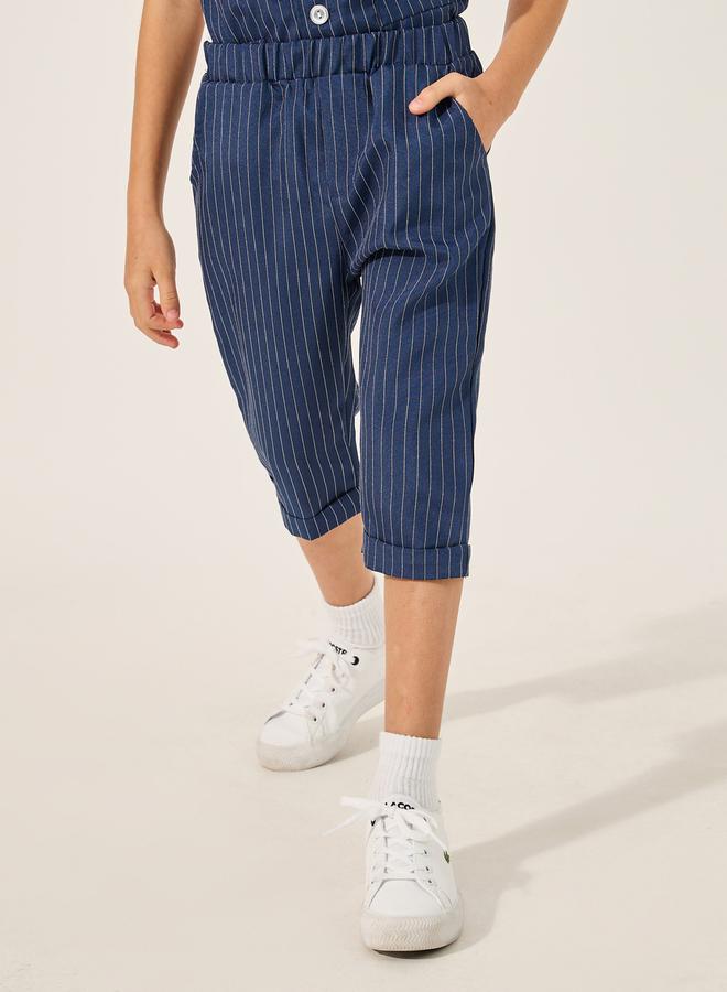Styli Striped Round Neck Vest T-Shirt and Shorts Set  - Image 4