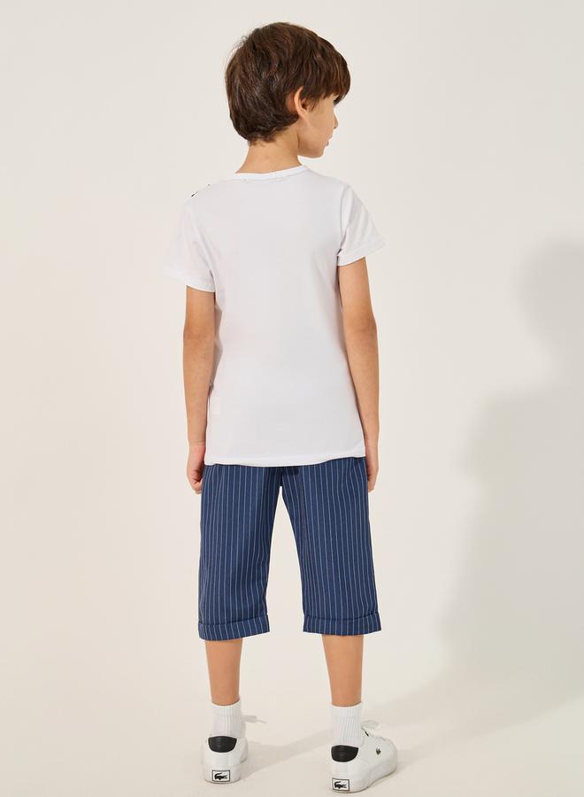 Styli Striped Round Neck Vest T-Shirt and Shorts Set  - Image 5