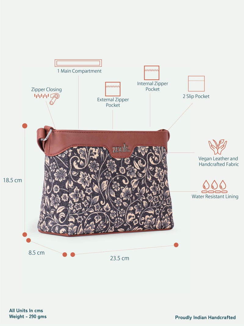 ZOUK Harmony Sling Bag | Crossbody Bags for Women | Women's Handbags | Stylish | Vegan Leather Evening Bag | Travel & Office Use | Purse and Wallet | FloMotif Print - Image 4