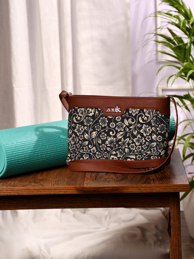ZOUK Harmony Sling Bag | Crossbody Bags for Women | Women's Handbags | Stylish | Vegan Leather Evening Bag | Travel & Office Use | Purse and Wallet | FloMotif Print - Image 3
