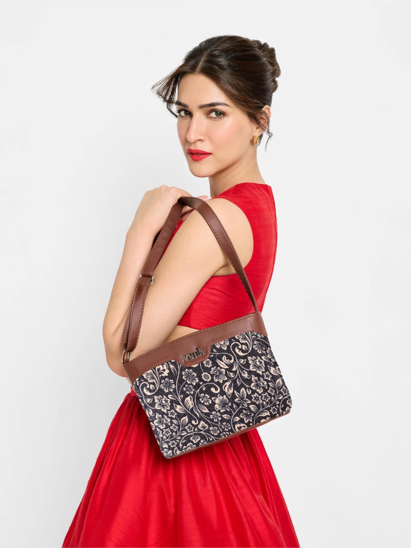 ZOUK Harmony Sling Bag | Crossbody Bags for Women | Women's Handbags | Stylish | Vegan Leather Evening Bag | Travel & Office Use | Purse and Wallet | FloMotif Print - Image 2