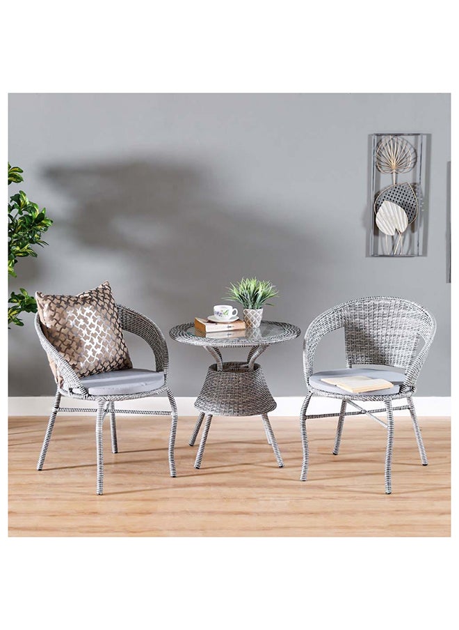 DANUBE HOME Eden 3 Piece Bistro Set with Coffee Table Modern Garden Design Furniture For Outdoor Bench Seating Terrace Lawn Patio Balcony Grey  - Image 1