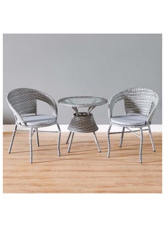 DANUBE HOME Eden 3 Piece Bistro Set with Coffee Table Modern Garden Design Furniture For Outdoor Bench Seating Terrace Lawn Patio Balcony Grey  - Image 3