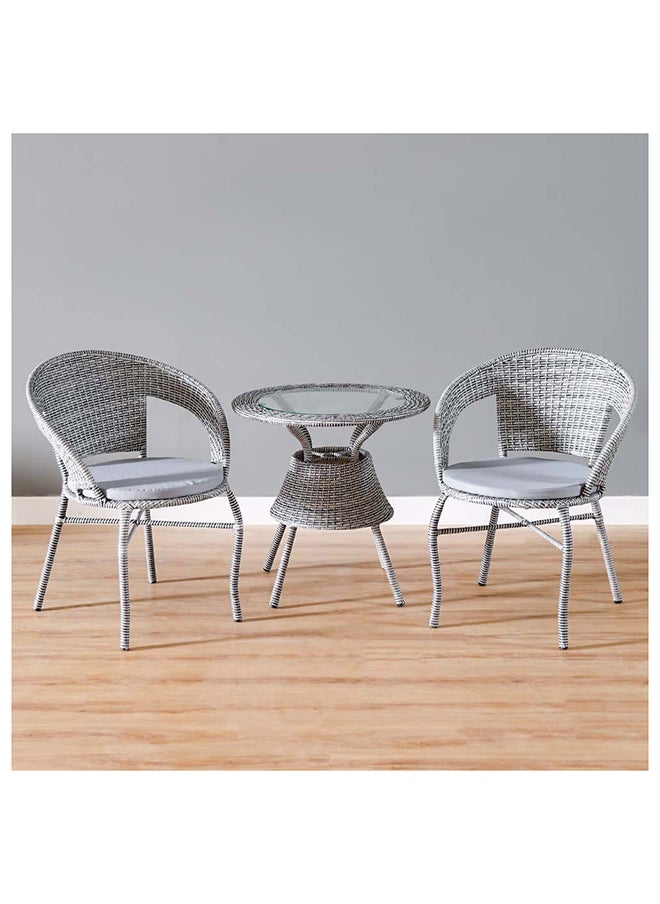 DANUBE HOME Eden 3 Piece Bistro Set with Coffee Table Modern Garden Design Furniture For Outdoor Bench Seating Terrace Lawn Patio Balcony Grey  - Image 3