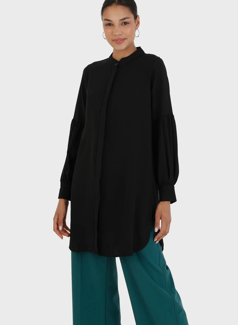 Refka by modanisa Collar Neck Balloon Sleeve Tunic