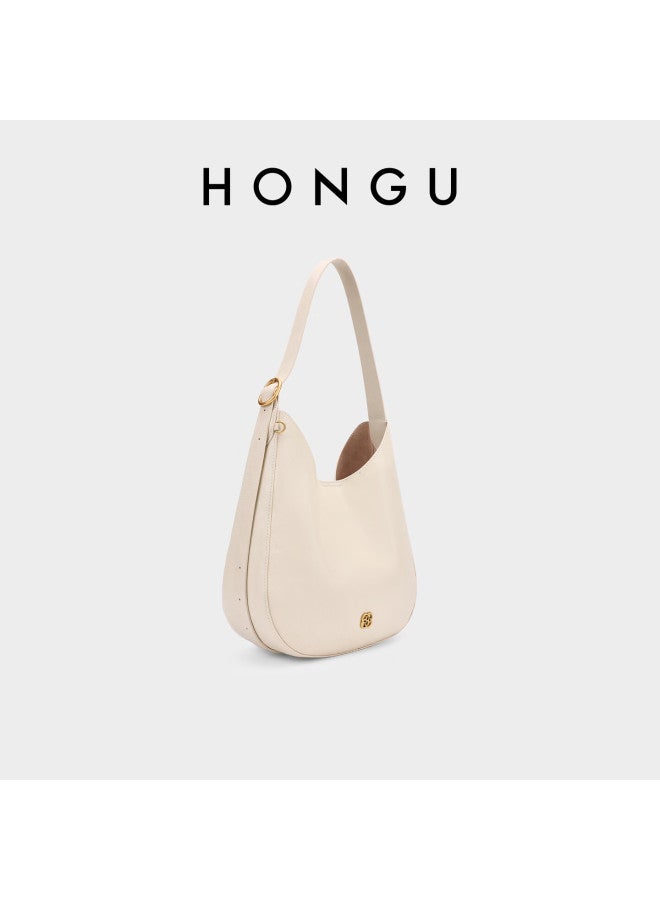 Hongu Vegetable Tanned Cowhide Shoulder Underarm Bag Commuter Large Capacity Hobo Bag For Women Birthday Gift - Image 1