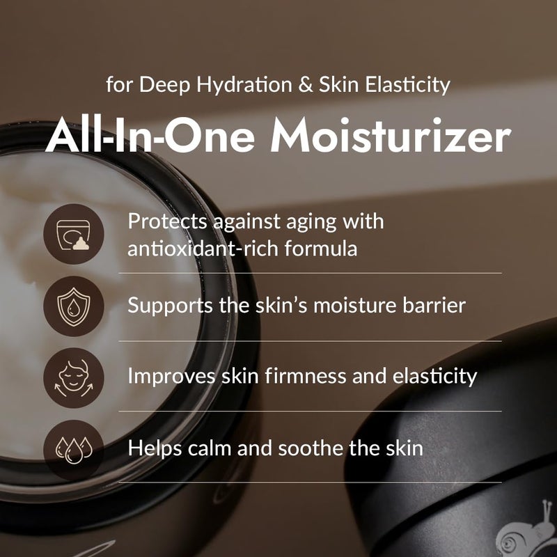 MIZON Black Snail All In One Cream Intensive Korean Skin Care Facial Moisturizing Snail Mucin Extract Travel Size (1.18 fl oz) - Image 2