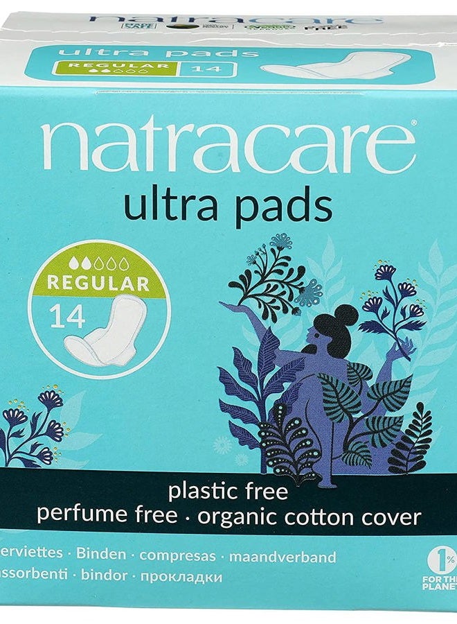 Natracare Slim Fitting Ultra Pads with Wings, Regular, Made with Certified Organic Cotton, Ecologically Certified Cellulose Pulp and Plant Starch (1 Pack, 14 Pads Total)… - Image 1