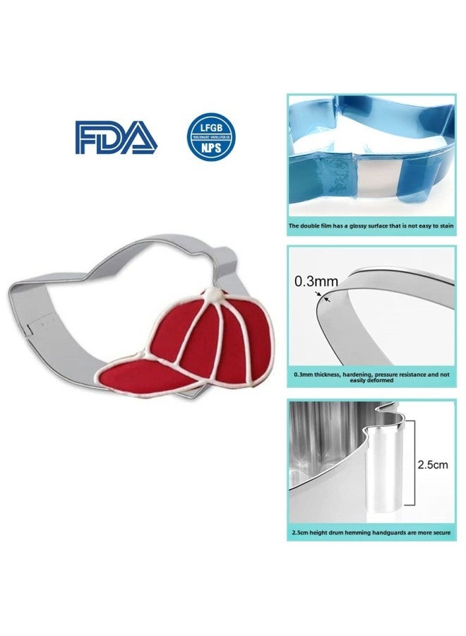 Rugby Cookie Mold Stainless Steel Baseball Football Basketball Shoes Flip Cake Mold Baking Tools Cookies-Specifications:Baseball Cap-Color:Silver Gray - Image 1