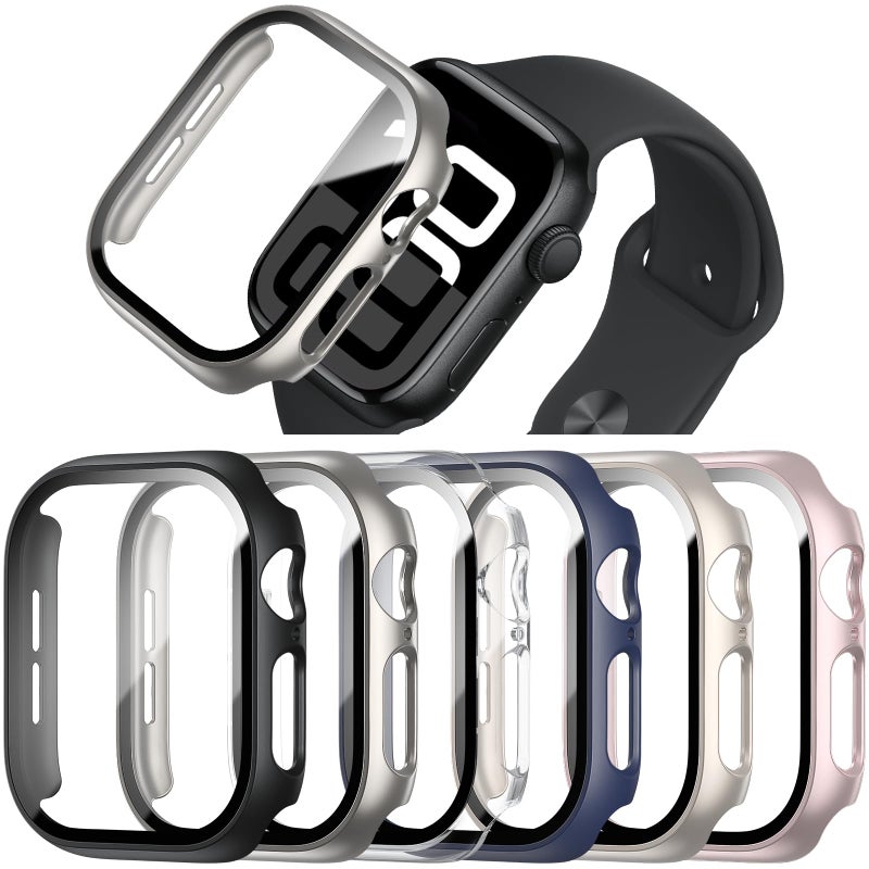 BHARVEST Apple Watch Series 10 46mm 6-Pack Hard PC Bumper Case with Tempered Glass Screen Protector, Scratch Resistant HD - Image 2