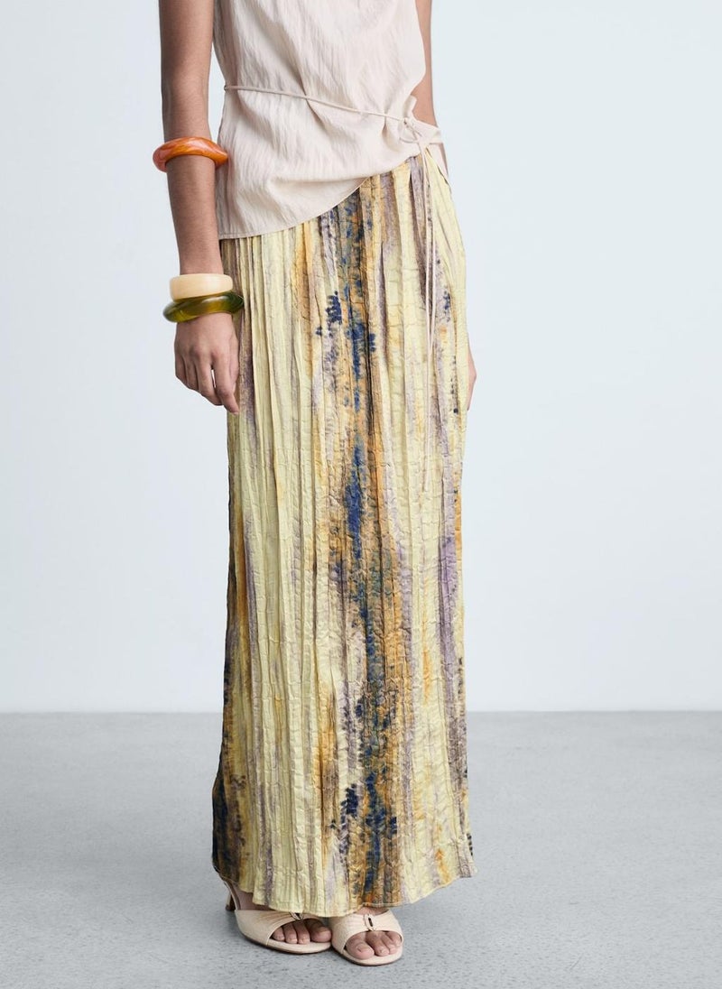 MANGO Long Satin Textured Skirt  - Image 1