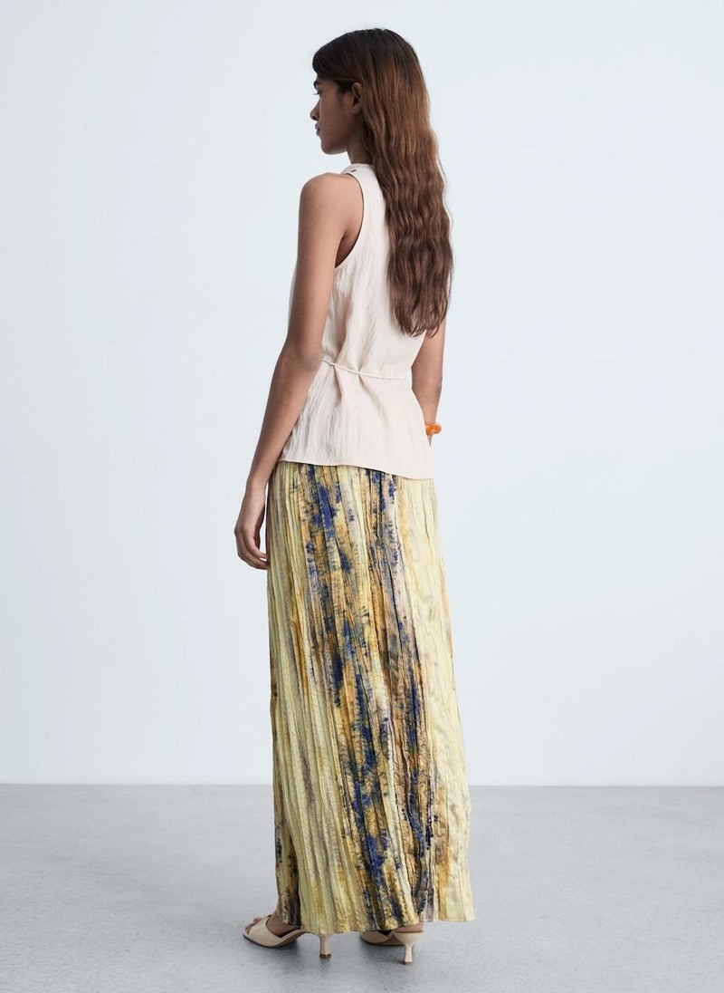MANGO Long Satin Textured Skirt  - Image 2