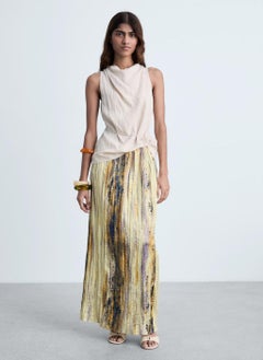 MANGO Long Satin Textured Skirt  - Image 4