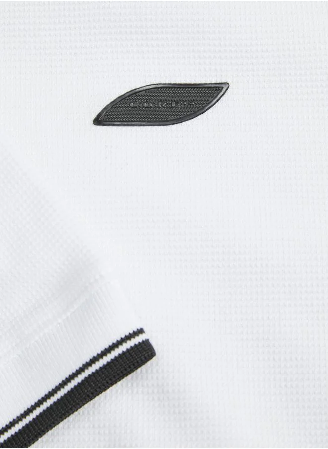JACK & JONES Textured Badge Detail Regular Fit Polo T-Shirt