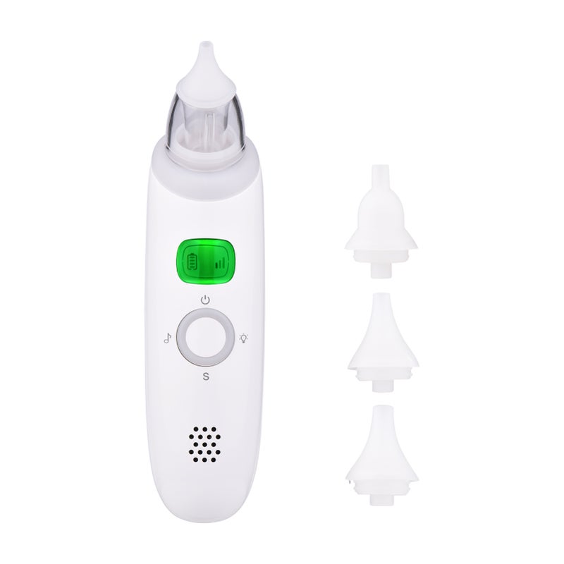 Electric Baby Nasal Aspirator White 3 Adjustable Suction Levels - 3 Silicone Suction Tips Low Noise USB Rechargeable Nasal Aspirator for Newborns Toddlers Night Use - Image 1