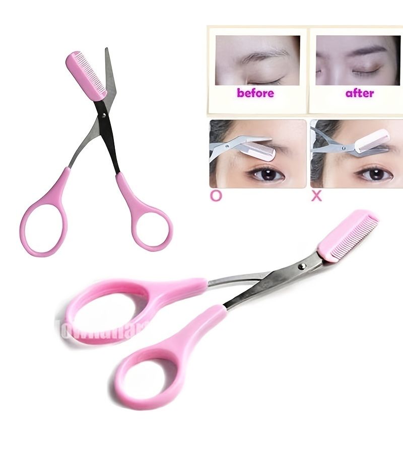 Pink Eyebrow Scissors Set Of 4 For Precise Trimming - Image 1